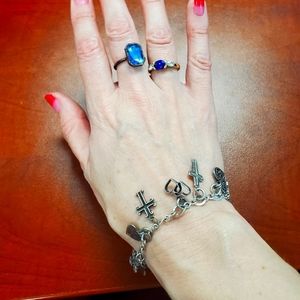 Silver Charm Bracelet with 11 Charms - Some 925